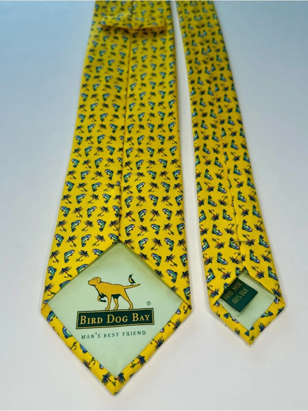 Fly Fishing BIRD DOG BAY Rainbow Trout & Lure Pattern Classic Silk Tie, 3.25”